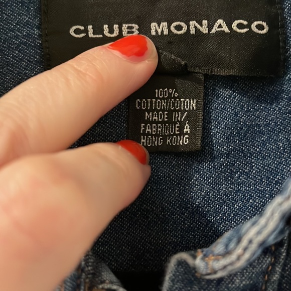 Club Monaco cotton denim snap western top - Picture 5 of 7